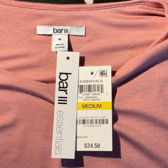 75- Bar III NWT Mauve Pink Long Sleeve Top, Size Medium. Pit to Pit 16” - Picture 4 of 6
